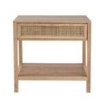 Artekko Cons MDF Κομοδίνο με Ψάθα σε Φυσική Απόχρωση (55x30x55)cm