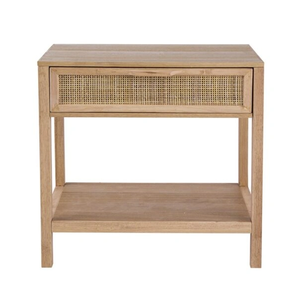 Artekko Cons MDF Κομοδίνο με Ψάθα σε Φυσική Απόχρωση (55x30x55)cm