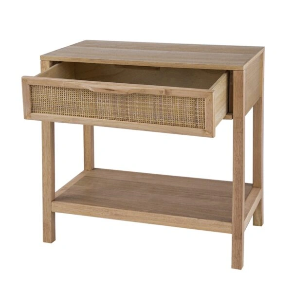 Artekko Cons MDF Κομοδίνο με Ψάθα σε Φυσική Απόχρωση (55x30x55)cm