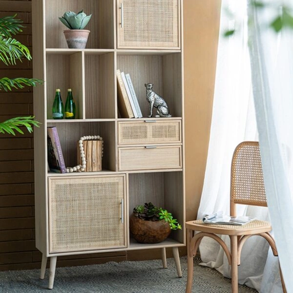 Cons Μπουφές MDF Ψάθα Φυσική Απόχρωση (90x37x189)cm