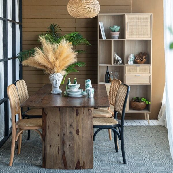 Cons Μπουφές MDF Ψάθα Φυσική Απόχρωση (90x37x189)cm