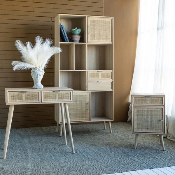 Cons Μπουφές MDF Ψάθα Φυσική Απόχρωση (90x37x189)cm