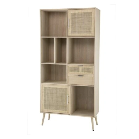 Artekko Cons MDF Μπουφές με Ψάθα σε Φυσική Απόχρωση (90x37x189)cm