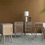 Artekko Cons MDF Κομοδίνο με Ψάθα σε Φυσική Απόχρωση (40x37x70)cm