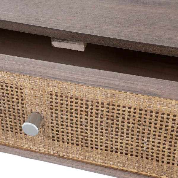 Artekko Cons MDF Κομοδίνο με Ψάθα σε Φυσική Απόχρωση (40x37x70)cm
