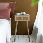 Artekko Cons MDF Κομοδίνο με Ψάθα σε Φυσική Απόχρωση (40x37x70)cm