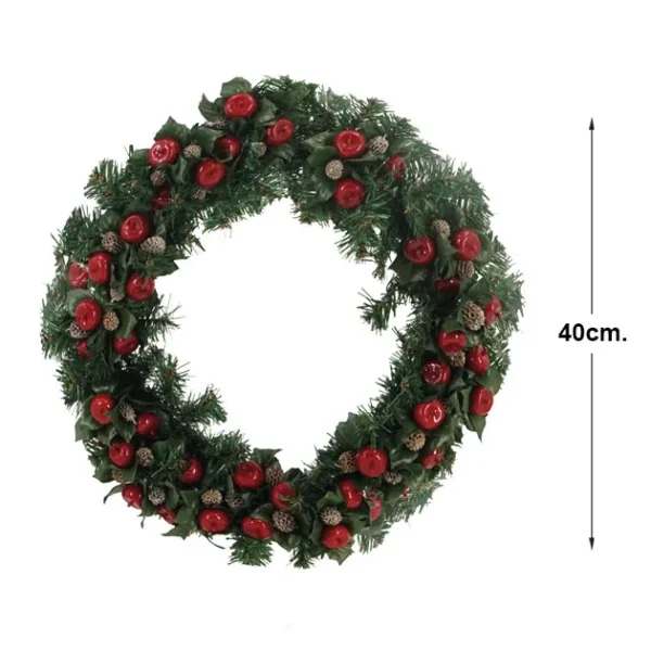 ΧΡΙΣΤΟΥΓ. ΣΤΕΦΑΝΙ ΣΤΟΛΙΣΜΕΝΟ (ΜΗΛΑΡΑΚΙΑ) ΜΙΚΡΟ ΕΛΑΤΙΝΟ 40cm