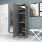 Ντουλάπα ρούχων - παπουτσοθήκη Petro Megapap μονόφυλλη χρώμα γκρι σκυροδέματος 45x38x180εκ.