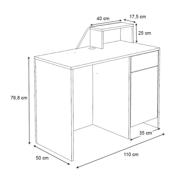 Γραφείο υποδοχής - reception Merlin Megapap χρώμα λευκό - φυσικό οξιάς 110x50x101,8εκ.