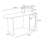 Γραφείο υποδοχής - reception Rezio Megapap χρώμα ανθρακί - φυσικό οξιάς 140x50x101,8εκ.