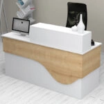 Γραφείο υποδοχής - reception Dustin Megapap χρώμα λευκό - φυσικό οξιάς 160x60x101,8εκ.