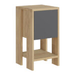 Κομοδίνο μελαμίνης Ema χρώμα φυσικό οξιάς - ανθρακί 30x30x55εκ.