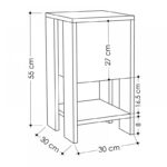 Κομοδίνο μελαμίνης Ema χρώμα φυσικό οξιάς - ανθρακί 30x30x55εκ.