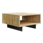 Τραπεζάκι σαλονιού Hola  μελαμίνης χρώμα φυσικό οξιάς - ανθρακί 60x60x32εκ.