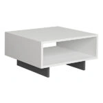 Τραπεζάκι σαλονιού Hola  μελαμίνης χρώμα λευκό - ανθρακί 60x60x32εκ.