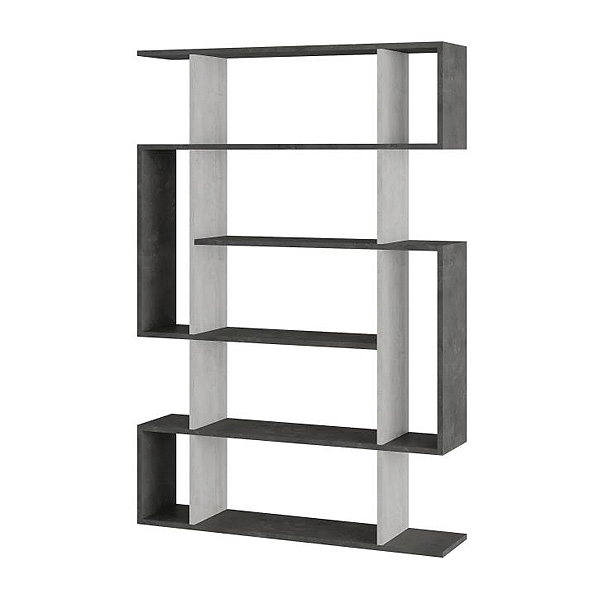 Βιβλιοθήκη μελαμίνης Mito χρώμα λευκό αντικέ - γκρι ρετρό 108x25x161εκ.