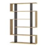 Βιβλιοθήκη μελαμίνης Mito  χρώμα φυσικό οξιάς - ανθρακί 108x25x161εκ.