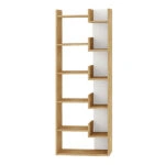 Βιβλιοθήκη μελαμίνης Oppa  χρώμα φυσικό οξιάς/λευκό 60x22x162εκ.