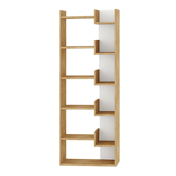 Βιβλιοθήκη μελαμίνης Oppa  χρώμα φυσικό οξιάς/λευκό 60x22x162εκ.