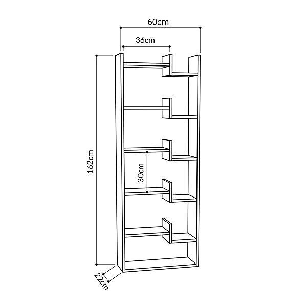 Βιβλιοθήκη μελαμίνης Oppa  χρώμα φυσικό οξιάς/λευκό 60x22x162εκ.
