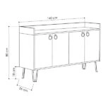 Μπουφές μελαμίνης Dea  χρώμα φυσικό οξιάς - ανθρακί 140x36x80εκ.