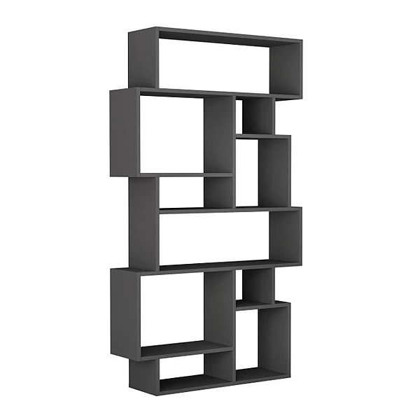 Βιβλιοθήκη μελαμίνης Karmato χρώμα ανθρακί 96x25,5x168,5εκ.