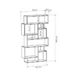 Βιβλιοθήκη μελαμίνης Karmato χρώμα ανθρακί 96x25,5x168,5εκ.