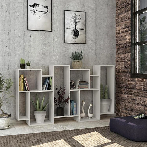 Βιβλιοθήκη μελαμίνης Karmato  χρώμα λευκό 96x25,5x168,5εκ.