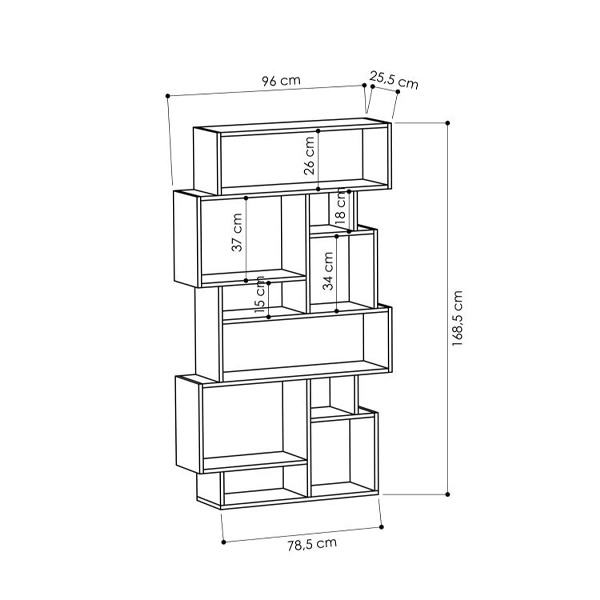 Βιβλιοθήκη μελαμίνης Karmato  χρώμα λευκό 96x25,5x168,5εκ.