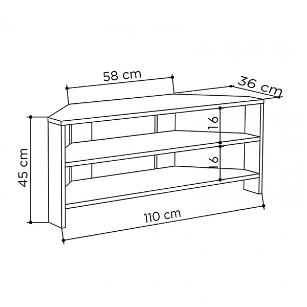 Έπιπλο τηλεόρασης γωνιακό Thales Megapap χρώμα black wood 110x36x45εκ.
