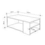 Τραπεζάκι σαλονιού Berg Megapap χρώμα γκρι ρετρό 110x60x40εκ.