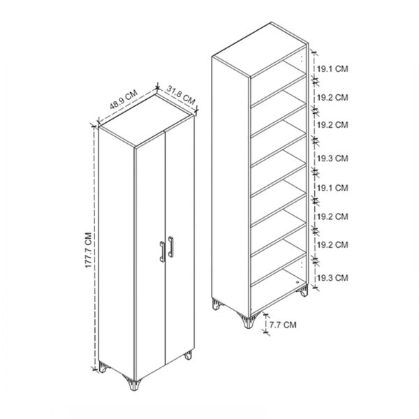 Ντουλάπα - Παπουτσοθήκη μελαμίνης Lilly  χρώμα pine oak 49x32x178εκ.