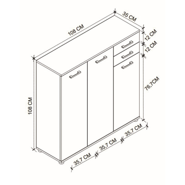 Παπουτσοθήκη - ντουλάπι Polly  από μελαμίνη χρώμα λευκό 108x35x108εκ.