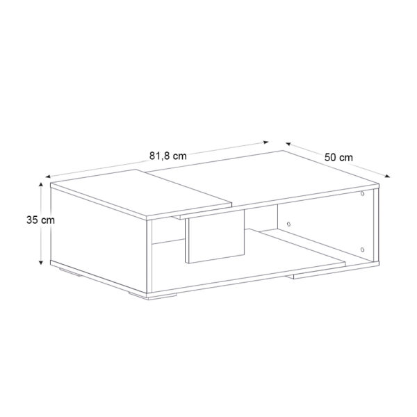 Τραπεζάκι σαλονιού Mareta Megapap χρώμα μαύρο εφέ μαρμάρου - καρυδί 81,8x50x35εκ.