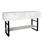 Κονσόλα Aron Megapap χρώμα λευκό εφέ μαρμάρου 138,8x41x75,7εκ.
