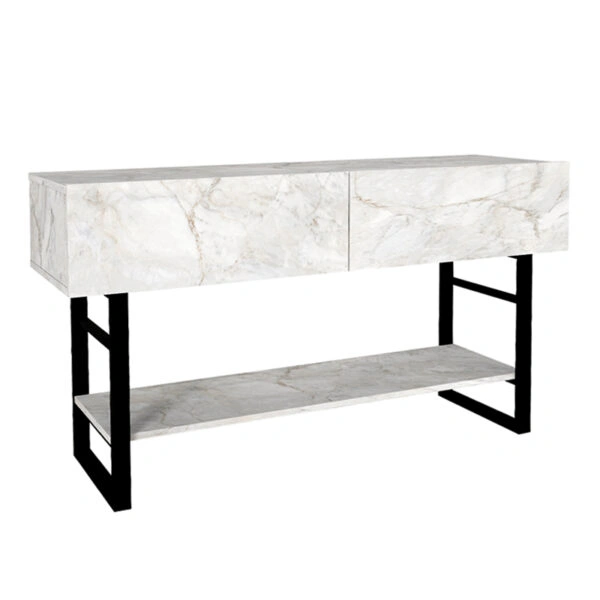 Κονσόλα Aron Megapap χρώμα λευκό εφέ μαρμάρου 138,8x41x75,7εκ.
