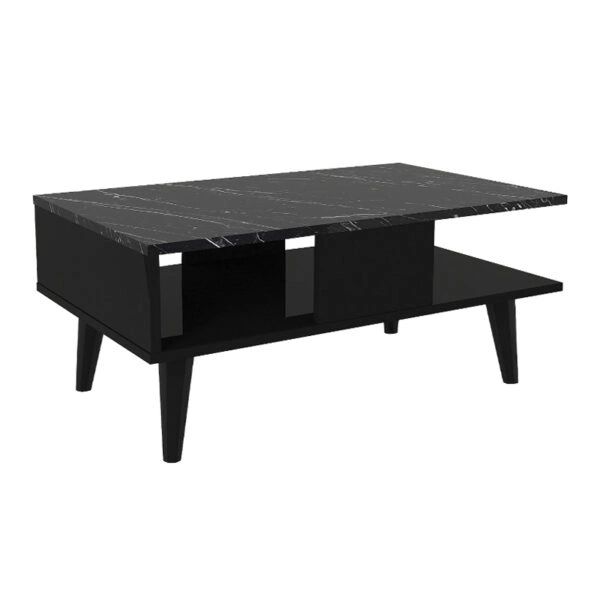 Τραπεζάκι σαλονιού Andros Megapap χρώμα μαύρο - μαύρο εφέ μαρμάρου 90x54x39,6εκ.