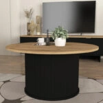 Τραπεζάκι σαλονιού Bohema Megapap χρώμα μαύρο - sepet oak Ø85x43,2εκ.