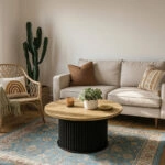 Τραπεζάκι σαλονιού Bohema Megapap χρώμα μαύρο - sepet oak Ø85x43,2εκ.