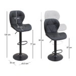 Σκαμπό μπαρ Dolores Megapap με ρυθμιζόμενο ύψος PU μαύρο - βάση μαύρο ματ 45,5x38x89/109εκ.