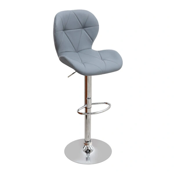 Σκαμπό μπαρ Dolores Megapap με ρυθμιζόμενο ύψος PU γκρι - βάση χρωμίου 45,5x38x89/109εκ.