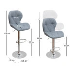 Σκαμπό μπαρ Dolores Megapap με ρυθμιζόμενο ύψος PU γκρι - βάση χρωμίου 45,5x38x89/109εκ.