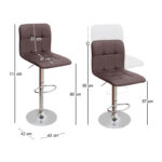 Σκαμπό μπαρ Carmelo Megapap με ρυθμιζόμενο ύψος PU καφέ - βάση χρωμίου 45x42x90/113εκ.