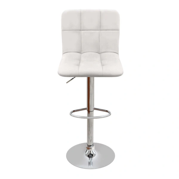 Σκαμπό μπαρ Carmelo Megapap με ρυθμιζόμενο ύψος PU λευκό - βάση χρωμίου 45x42x90/113εκ.