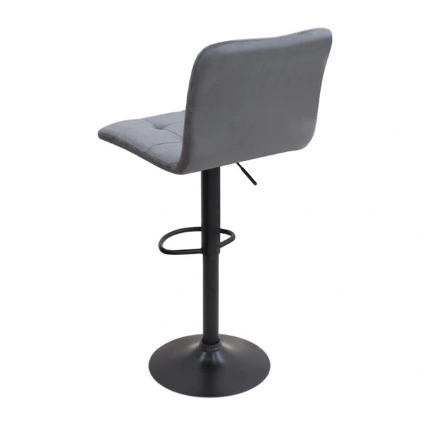 Σκαμπό μπαρ Carmelo Megapap με ρυθμιζόμενο ύψος βελούδο γκρι - βάση μαύρο ματ 45x42x90/113εκ.