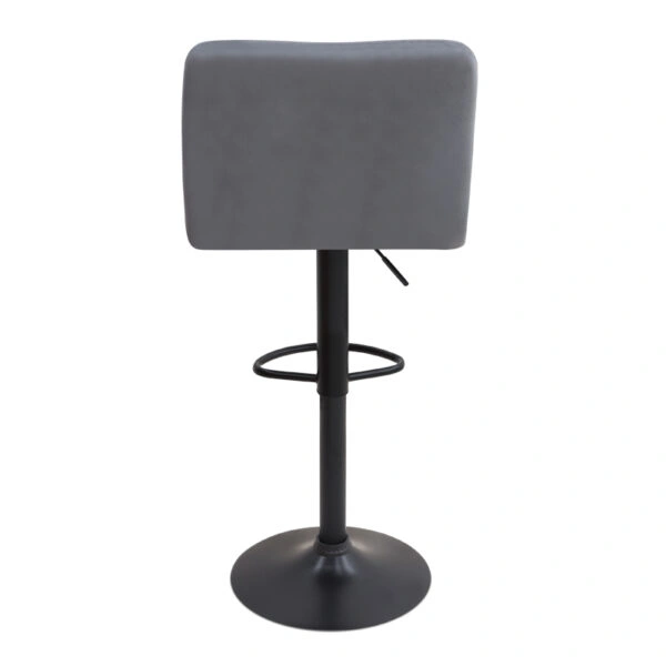 Σκαμπό μπαρ Carmelo Megapap με ρυθμιζόμενο ύψος βελούδο γκρι - βάση μαύρο ματ 45x42x90/113εκ.