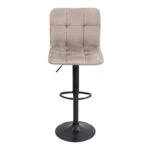 Σκαμπό μπαρ Carmelo Megapap με ρυθμιζόμενο ύψος βελούδο μπεζ - βάση μαύρο ματ 45x42x90/113εκ.