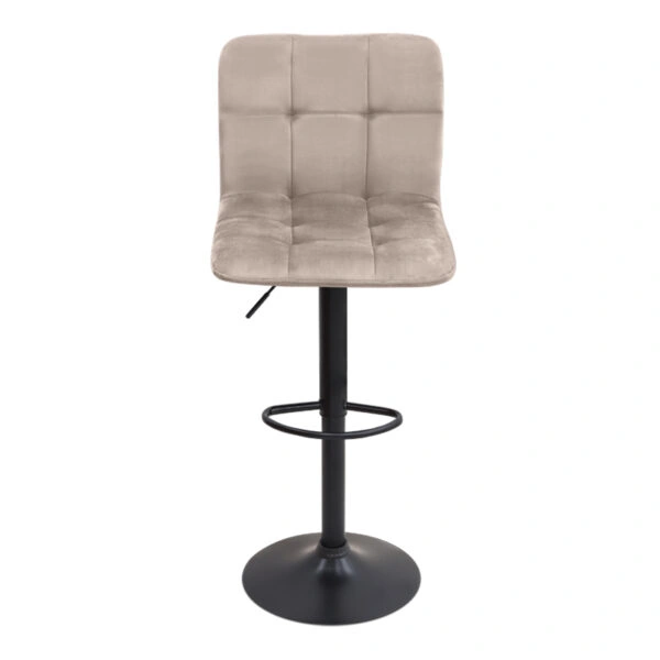 Σκαμπό μπαρ Carmelo Megapap με ρυθμιζόμενο ύψος βελούδο μπεζ - βάση μαύρο ματ 45x42x90/113εκ.