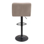 Σκαμπό μπαρ Carmelo Megapap με ρυθμιζόμενο ύψος βελούδο μπεζ - βάση μαύρο ματ 45x42x90/113εκ.
