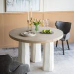 Artekko Alcott Τραπέζι από Μαγνήσιο Ξύλο Ελάτης MDF Λευκό Φυσική Απόχρωση